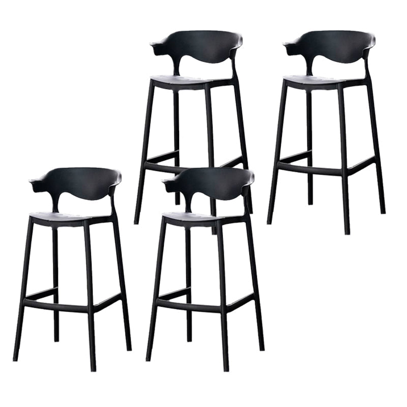Industrial Stackable Bar Height Stool Plastic Low Back Bar Stool for Dining Room Black 4 Piece Set Clearhalo 'Bar Furniture' 'Bar Stools' 'bar_stools' 'furn' 'furn_bar_stools' 'Furniture' 'Kitchen & Dining Furniture' 6473027