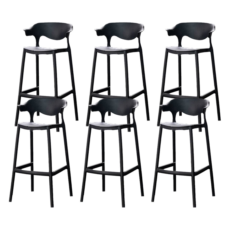 Industrial Stackable Bar Height Stool Plastic Low Back Bar Stool for Dining Room Black 6 Piece Set Clearhalo 'Bar Furniture' 'Bar Stools' 'bar_stools' 'furn' 'furn_bar_stools' 'Furniture' 'Kitchen & Dining Furniture' 6473029