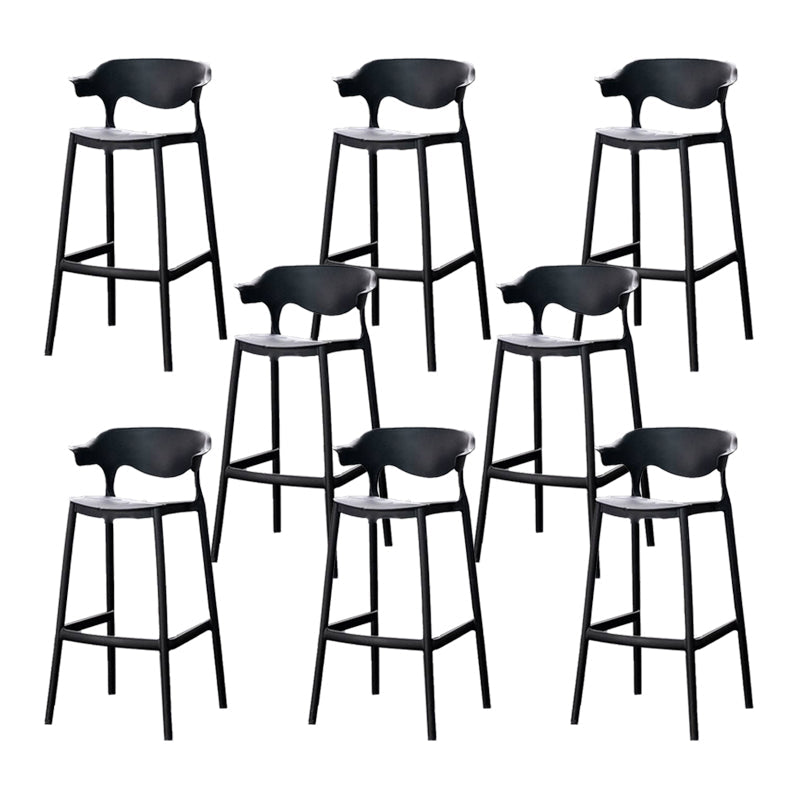 Industrial Stackable Bar Height Stool Plastic Low Back Bar Stool for Dining Room Black 8 Piece Set Clearhalo 'Bar Furniture' 'Bar Stools' 'bar_stools' 'furn' 'furn_bar_stools' 'Furniture' 'Kitchen & Dining Furniture' 6473030