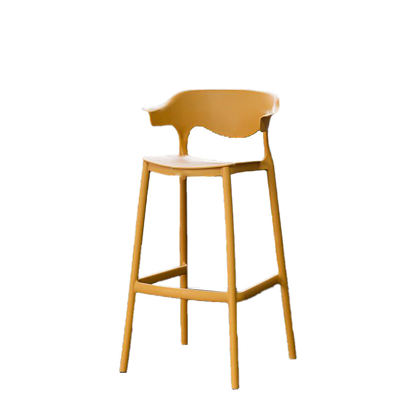 Industrial Stackable Bar Height Stool Plastic Low Back Bar Stool for Dining Room Yellow 1 Piece Clearhalo 'Bar Furniture' 'Bar Stools' 'bar_stools' 'furn' 'furn_bar_stools' 'Furniture' 'Kitchen & Dining Furniture' 6473032
