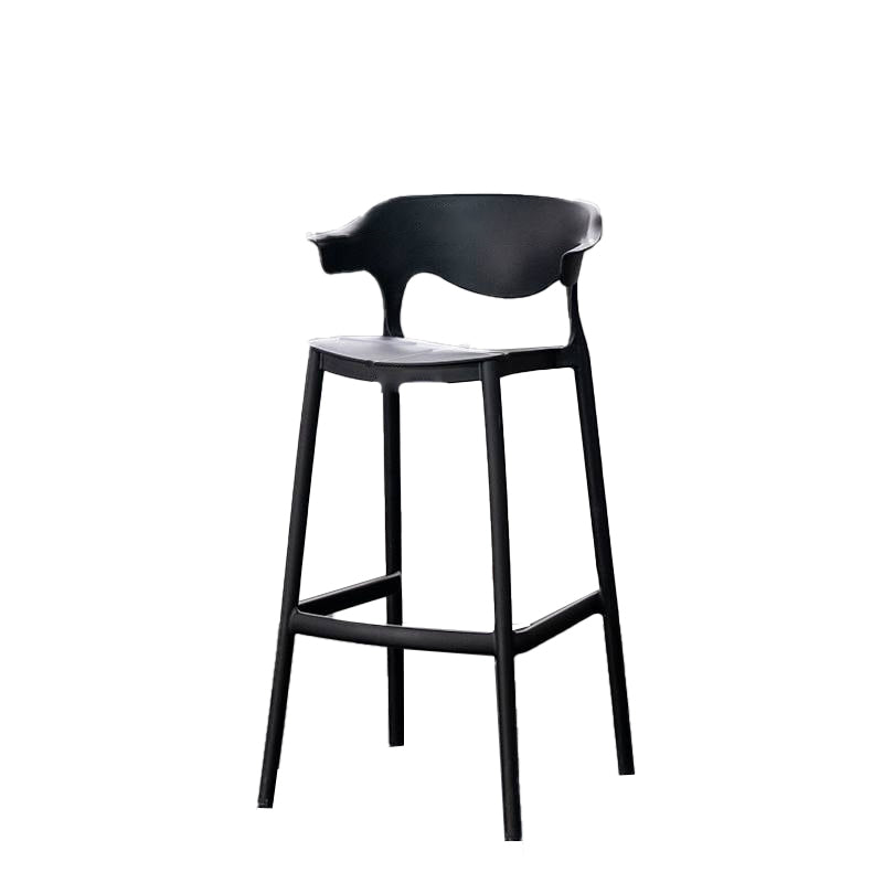 Industrial Stackable Bar Height Stool Plastic Low Back Bar Stool for Dining Room Black 1 Piece Clearhalo 'Bar Furniture' 'Bar Stools' 'bar_stools' 'furn' 'furn_bar_stools' 'Furniture' 'Kitchen & Dining Furniture' 6473033