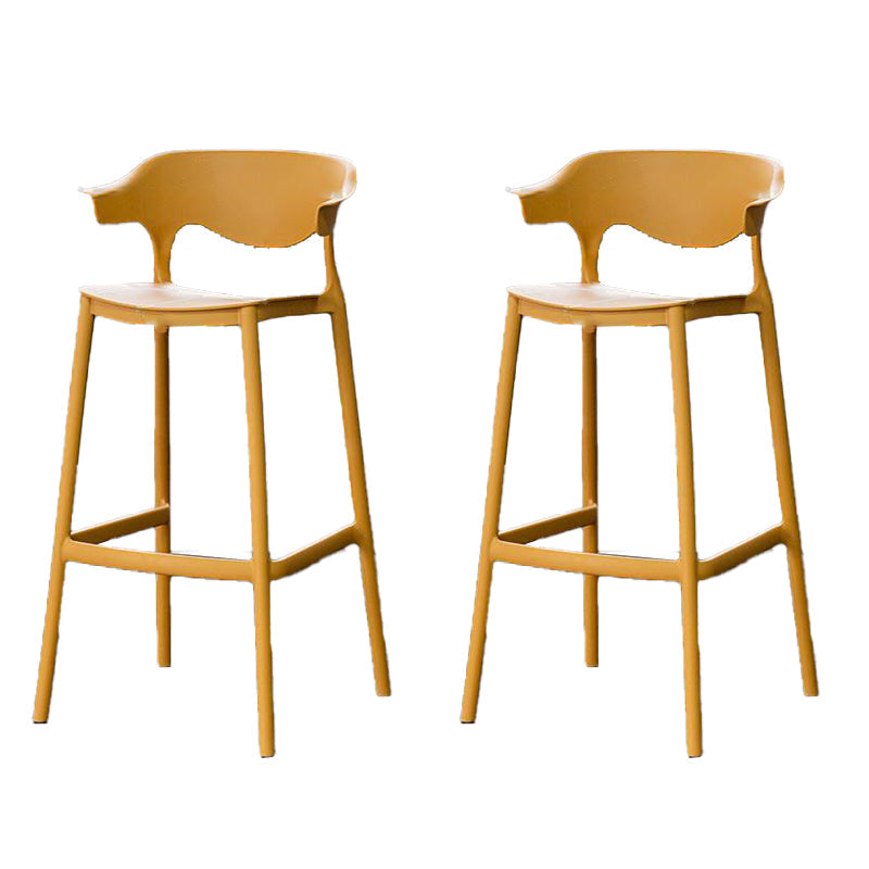 Industrial Stackable Bar Height Stool Plastic Low Back Bar Stool for Dining Room Yellow 2 Piece Set Clearhalo 'Bar Furniture' 'Bar Stools' 'bar_stools' 'furn' 'furn_bar_stools' 'Furniture' 'Kitchen & Dining Furniture' 6473034