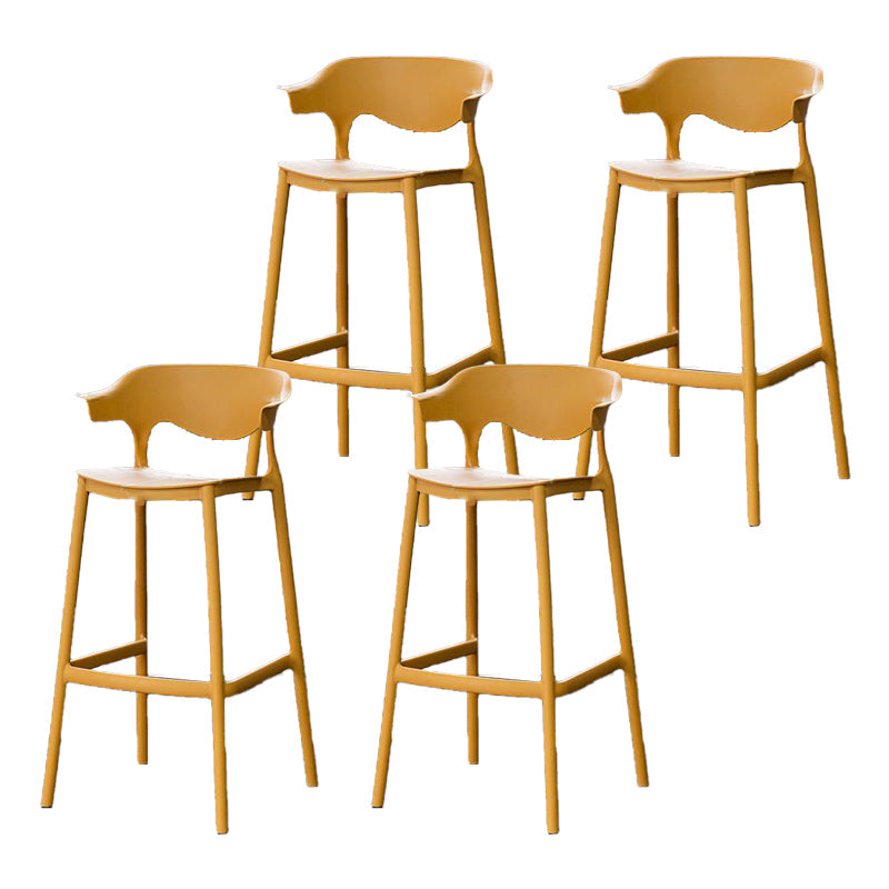 Industrial Stackable Bar Height Stool Plastic Low Back Bar Stool for Dining Room Yellow 4 Piece Set Clearhalo 'Bar Furniture' 'Bar Stools' 'bar_stools' 'furn' 'furn_bar_stools' 'Furniture' 'Kitchen & Dining Furniture' 6473036