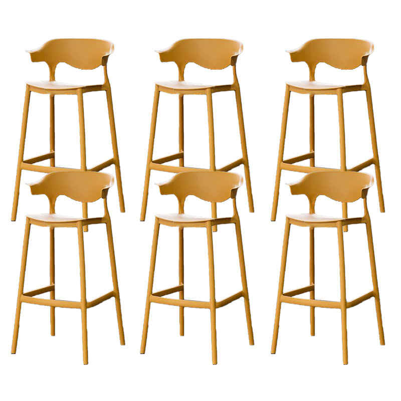 Industrial Stackable Bar Height Stool Plastic Low Back Bar Stool for Dining Room Yellow 6 Piece Set Clearhalo 'Bar Furniture' 'Bar Stools' 'bar_stools' 'furn' 'furn_bar_stools' 'Furniture' 'Kitchen & Dining Furniture' 6473039