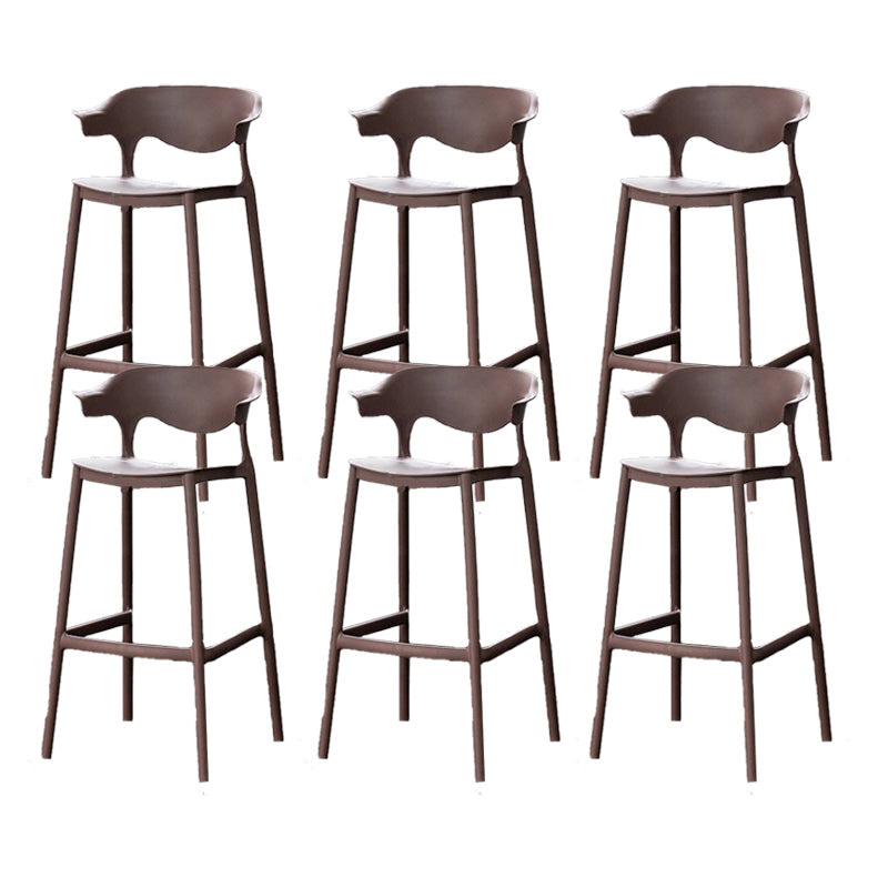 Industrial Stackable Bar Height Stool Plastic Low Back Bar Stool for Dining Room Coffee 6 Piece Set Clearhalo 'Bar Furniture' 'Bar Stools' 'bar_stools' 'furn' 'furn_bar_stools' 'Furniture' 'Kitchen & Dining Furniture' 6473047