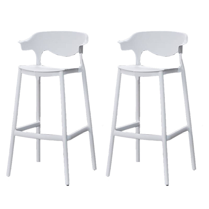 Industrial Stackable Bar Height Stool Plastic Low Back Bar Stool for Dining Room White 2 Piece Set Clearhalo 'Bar Furniture' 'Bar Stools' 'bar_stools' 'furn' 'furn_bar_stools' 'Furniture' 'Kitchen & Dining Furniture' 6473050
