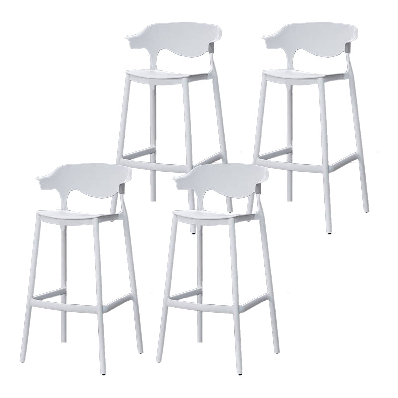 Industrial Stackable Bar Height Stool Plastic Low Back Bar Stool for Dining Room White 4 Piece Set Clearhalo 'Bar Furniture' 'Bar Stools' 'bar_stools' 'furn' 'furn_bar_stools' 'Furniture' 'Kitchen & Dining Furniture' 6473051