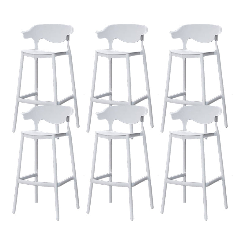 Industrial Stackable Bar Height Stool Plastic Low Back Bar Stool for Dining Room White 6 Piece Set Clearhalo 'Bar Furniture' 'Bar Stools' 'bar_stools' 'furn' 'furn_bar_stools' 'Furniture' 'Kitchen & Dining Furniture' 6473052