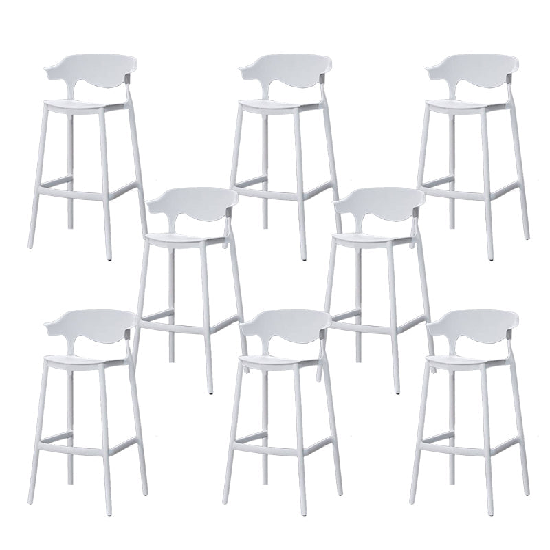 Industrial Stackable Bar Height Stool Plastic Low Back Bar Stool for Dining Room White 8 Piece Set Clearhalo 'Bar Furniture' 'Bar Stools' 'bar_stools' 'furn' 'furn_bar_stools' 'Furniture' 'Kitchen & Dining Furniture' 6473053