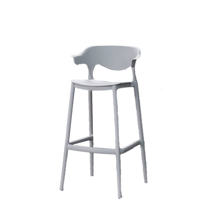 Industrial Stackable Bar Height Stool Plastic Low Back Bar Stool for Dining Room Grey 1 Piece Clearhalo 'Bar Furniture' 'Bar Stools' 'bar_stools' 'furn' 'furn_bar_stools' 'Furniture' 'Kitchen & Dining Furniture' 6473054