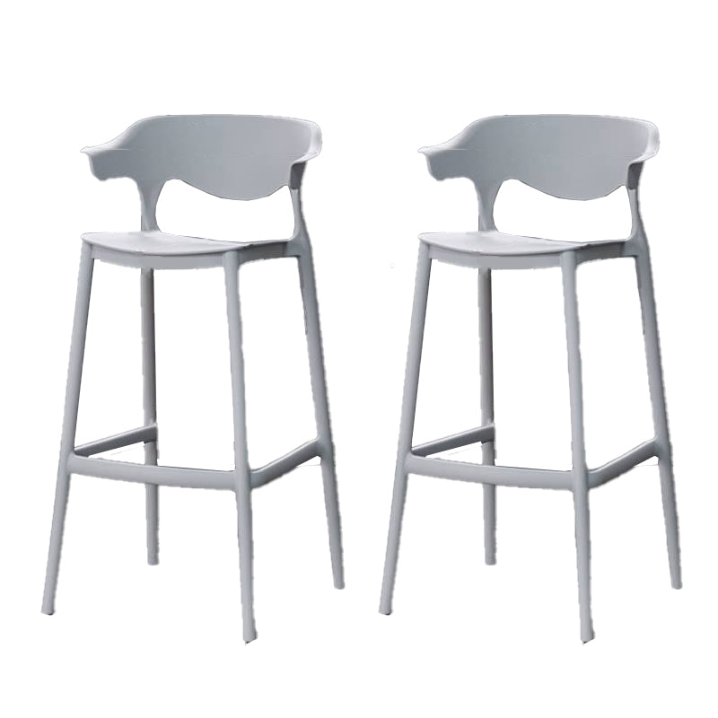 Industrial Stackable Bar Height Stool Plastic Low Back Bar Stool for Dining Room Grey 2 Piece Set Clearhalo 'Bar Furniture' 'Bar Stools' 'bar_stools' 'furn' 'furn_bar_stools' 'Furniture' 'Kitchen & Dining Furniture' 6473055