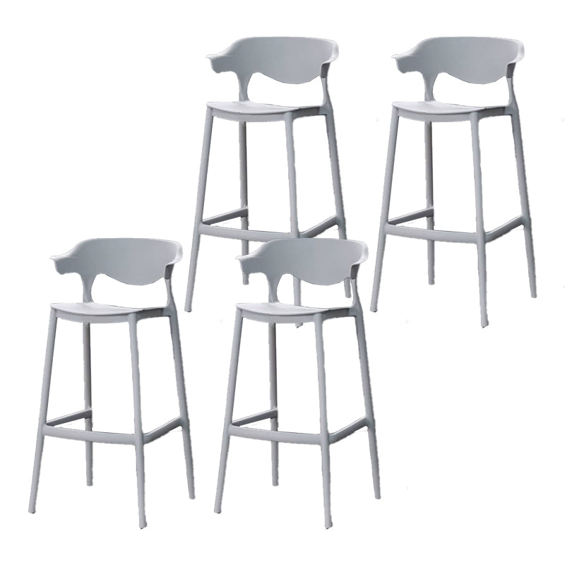 Industrial Stackable Bar Height Stool Plastic Low Back Bar Stool for Dining Room Grey 4 Piece Set Clearhalo 'Bar Furniture' 'Bar Stools' 'bar_stools' 'furn' 'furn_bar_stools' 'Furniture' 'Kitchen & Dining Furniture' 6473056