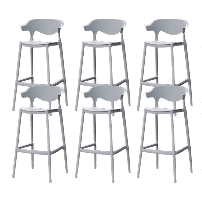 Industrial Stackable Bar Height Stool Plastic Low Back Bar Stool for Dining Room Grey 6 Piece Set Clearhalo 'Bar Furniture' 'Bar Stools' 'bar_stools' 'furn' 'furn_bar_stools' 'Furniture' 'Kitchen & Dining Furniture' 6473057
