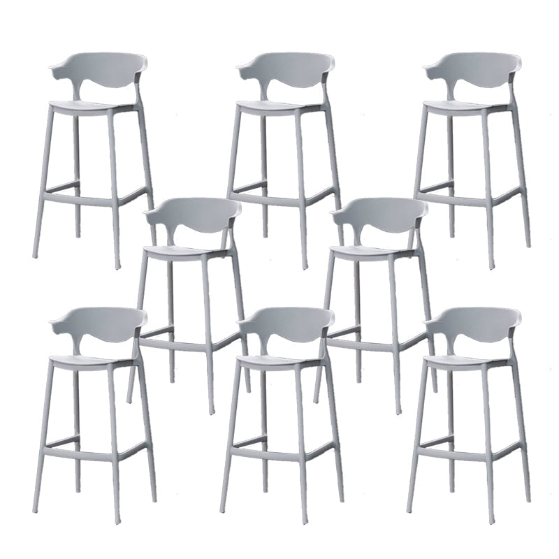Industrial Stackable Bar Height Stool Plastic Low Back Bar Stool for Dining Room Grey 8 Piece Set Clearhalo 'Bar Furniture' 'Bar Stools' 'bar_stools' 'furn' 'furn_bar_stools' 'Furniture' 'Kitchen & Dining Furniture' 6473058