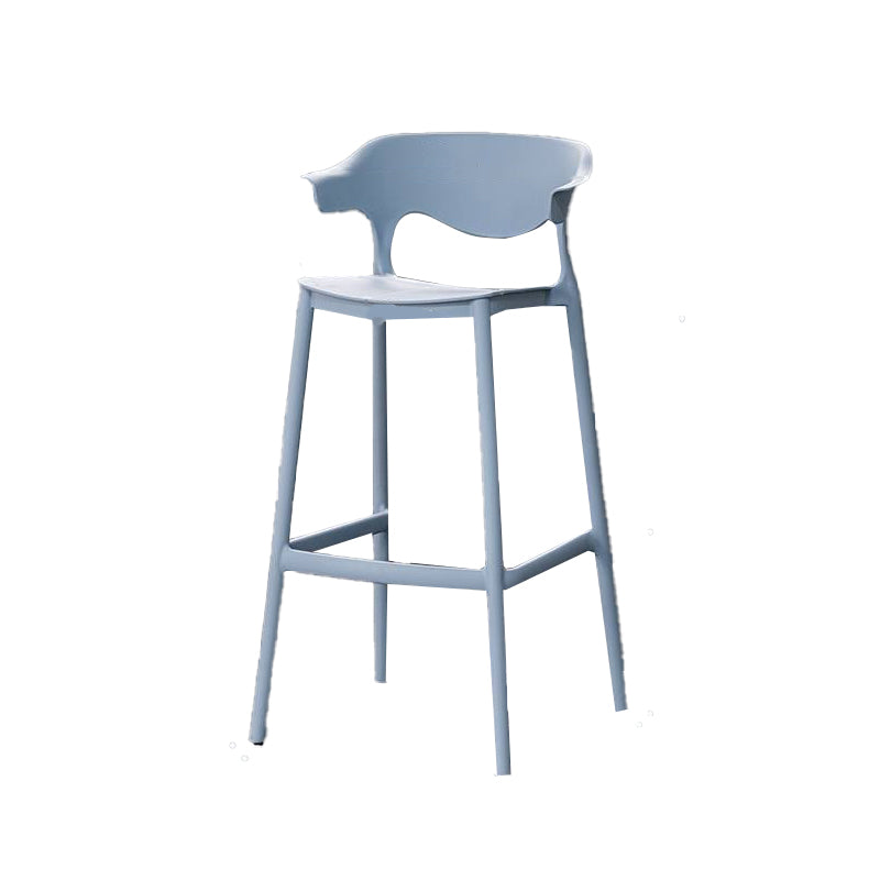 Industrial Stackable Bar Height Stool Plastic Low Back Bar Stool for Dining Room Blue 1 Piece Clearhalo 'Bar Furniture' 'Bar Stools' 'bar_stools' 'furn' 'furn_bar_stools' 'Furniture' 'Kitchen & Dining Furniture' 6473059