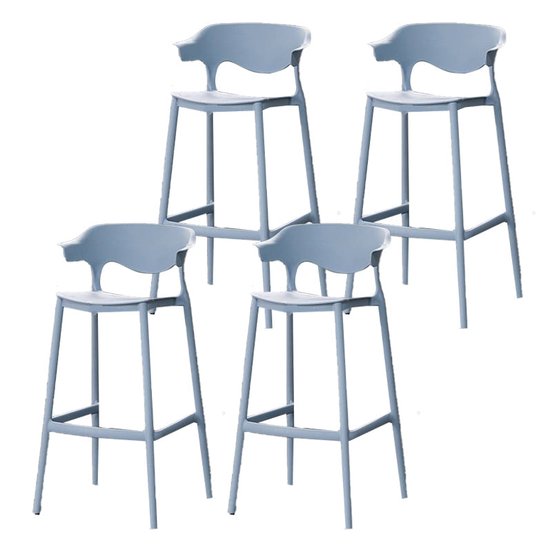 Industrial Stackable Bar Height Stool Plastic Low Back Bar Stool for Dining Room Blue 4 Piece Set Clearhalo 'Bar Furniture' 'Bar Stools' 'bar_stools' 'furn' 'furn_bar_stools' 'Furniture' 'Kitchen & Dining Furniture' 6473061