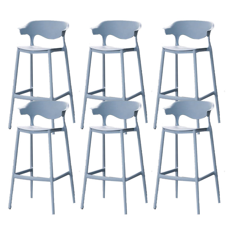 Industrial Stackable Bar Height Stool Plastic Low Back Bar Stool for Dining Room Blue 6 Piece Set Clearhalo 'Bar Furniture' 'Bar Stools' 'bar_stools' 'furn' 'furn_bar_stools' 'Furniture' 'Kitchen & Dining Furniture' 6473062