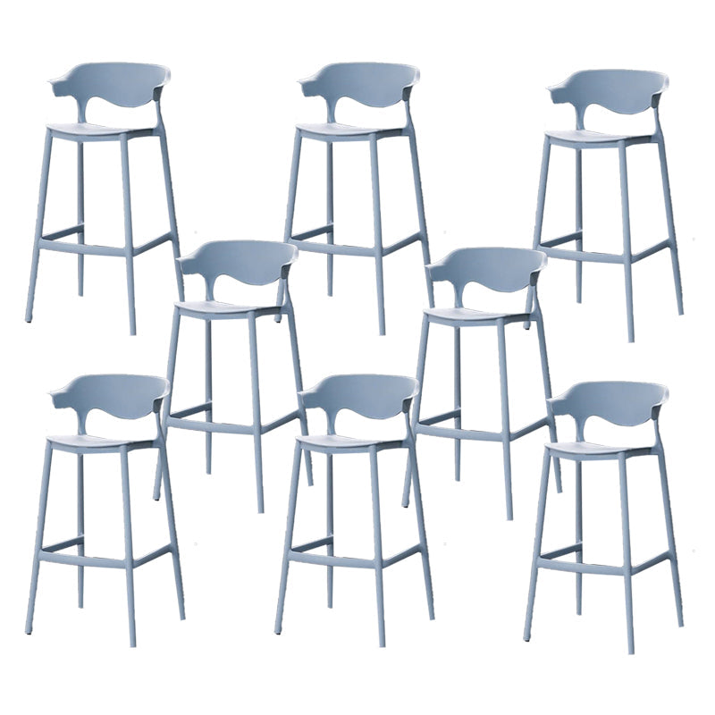 Industrial Stackable Bar Height Stool Plastic Low Back Bar Stool for Dining Room Blue 8 Piece Set Clearhalo 'Bar Furniture' 'Bar Stools' 'bar_stools' 'furn' 'furn_bar_stools' 'Furniture' 'Kitchen & Dining Furniture' 6473063