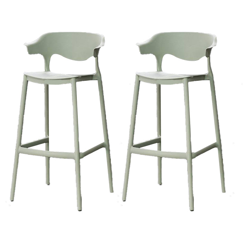 Industrial Stackable Bar Height Stool Plastic Low Back Bar Stool for Dining Room Green 2 Piece Set Clearhalo 'Bar Furniture' 'Bar Stools' 'bar_stools' 'furn' 'furn_bar_stools' 'Furniture' 'Kitchen & Dining Furniture' 6473065