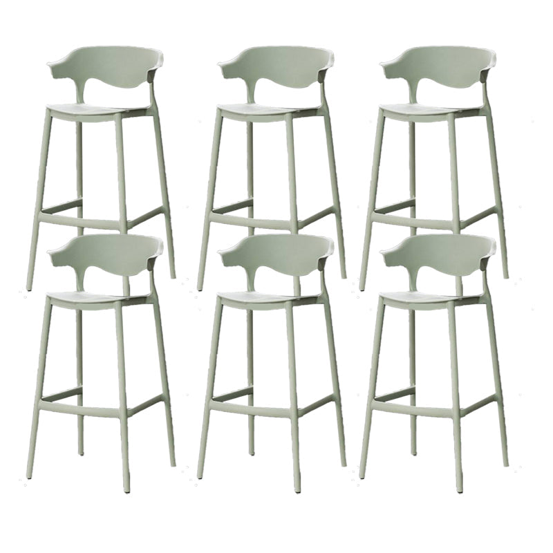 Industrial Stackable Bar Height Stool Plastic Low Back Bar Stool for Dining Room Green 6 Piece Set Clearhalo 'Bar Furniture' 'Bar Stools' 'bar_stools' 'furn' 'furn_bar_stools' 'Furniture' 'Kitchen & Dining Furniture' 6473067