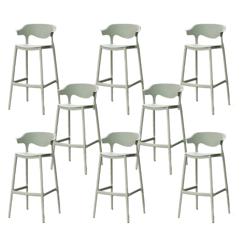 Industrial Stackable Bar Height Stool Plastic Low Back Bar Stool for Dining Room Green 8 Piece Set Clearhalo 'Bar Furniture' 'Bar Stools' 'bar_stools' 'furn' 'furn_bar_stools' 'Furniture' 'Kitchen & Dining Furniture' 6473068