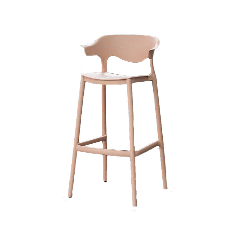 Industrial Stackable Bar Height Stool Plastic Low Back Bar Stool for Dining Room Pink 1 Piece Clearhalo 'Bar Furniture' 'Bar Stools' 'bar_stools' 'furn' 'furn_bar_stools' 'Furniture' 'Kitchen & Dining Furniture' 6473069