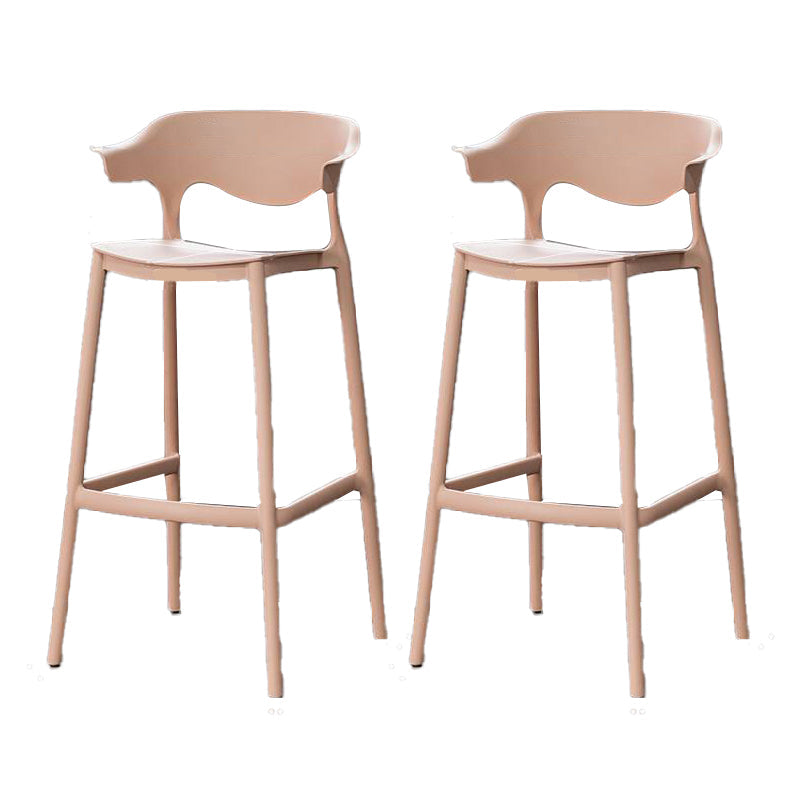 Industrial Stackable Bar Height Stool Plastic Low Back Bar Stool for Dining Room Pink 2 Piece Set Clearhalo 'Bar Furniture' 'Bar Stools' 'bar_stools' 'furn' 'furn_bar_stools' 'Furniture' 'Kitchen & Dining Furniture' 6473070