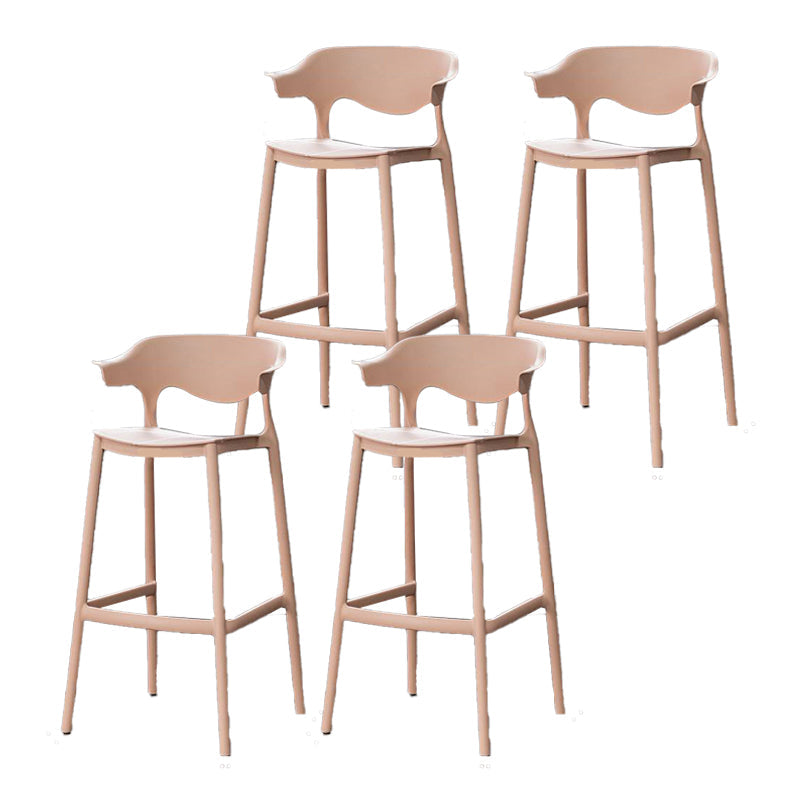 Industrial Stackable Bar Height Stool Plastic Low Back Bar Stool for Dining Room Pink 4 Piece Set Clearhalo 'Bar Furniture' 'Bar Stools' 'bar_stools' 'furn' 'furn_bar_stools' 'Furniture' 'Kitchen & Dining Furniture' 6473071