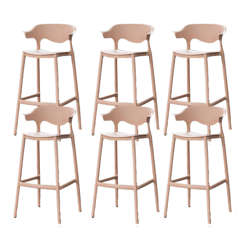 Industrial Stackable Bar Height Stool Plastic Low Back Bar Stool for Dining Room Pink 6 Piece Set Clearhalo 'Bar Furniture' 'Bar Stools' 'bar_stools' 'furn' 'furn_bar_stools' 'Furniture' 'Kitchen & Dining Furniture' 6473072