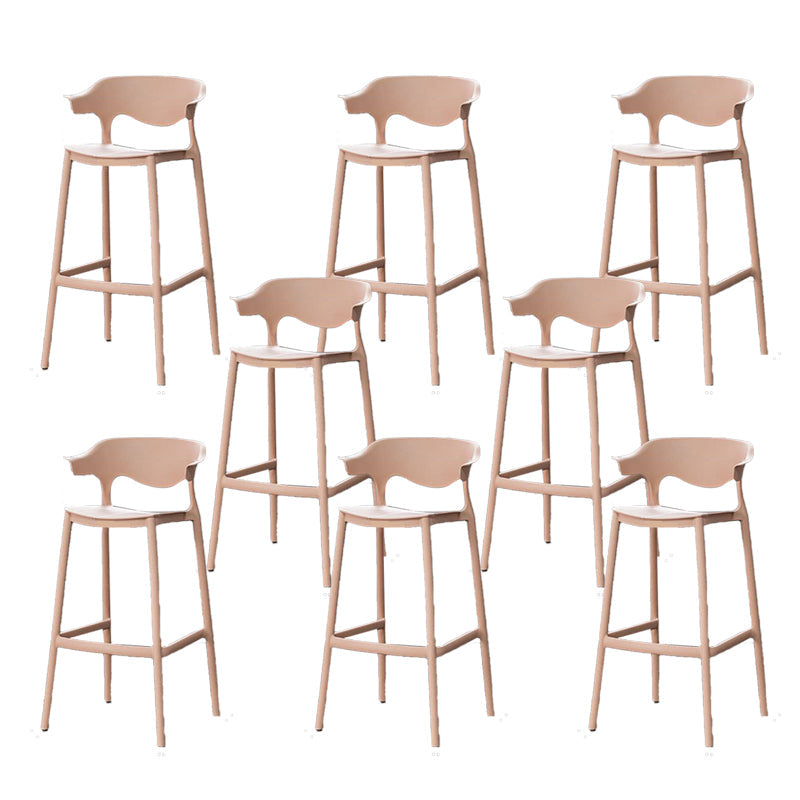 Industrial Stackable Bar Height Stool Plastic Low Back Bar Stool for Dining Room Pink 8 Piece Set Clearhalo 'Bar Furniture' 'Bar Stools' 'bar_stools' 'furn' 'furn_bar_stools' 'Furniture' 'Kitchen & Dining Furniture' 6473073