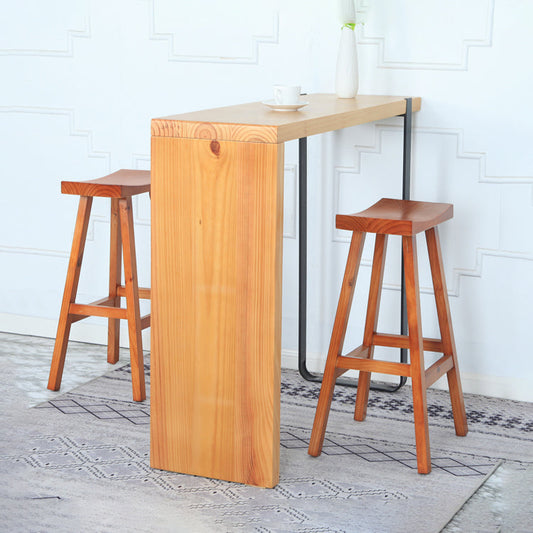 Industrial Solid Wood Bar Stool Backless Counter Stool for Outdoor