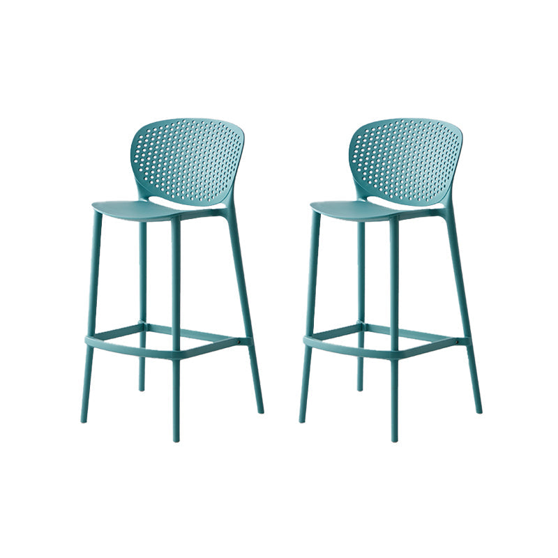 Industrial Stackable Armless Bar Stool Plastic Low Back Bar Stool Blue 2 Piece Set Clearhalo 'Bar Furniture' 'Bar Stools' 'bar_stools' 'furn' 'furn_bar_stools' 'Furniture' 'Kitchen & Dining Furniture' 6473090