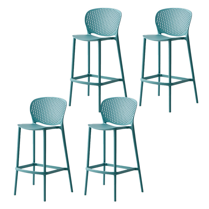 Industrial Stackable Armless Bar Stool Plastic Low Back Bar Stool Blue 4 Piece Set Clearhalo 'Bar Furniture' 'Bar Stools' 'bar_stools' 'furn' 'furn_bar_stools' 'Furniture' 'Kitchen & Dining Furniture' 6473092