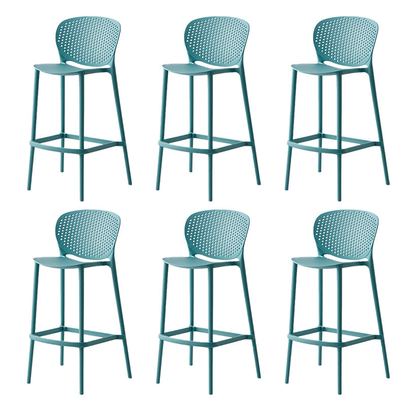 Industrial Stackable Armless Bar Stool Plastic Low Back Bar Stool Blue 6 Piece Set Clearhalo 'Bar Furniture' 'Bar Stools' 'bar_stools' 'furn' 'furn_bar_stools' 'Furniture' 'Kitchen & Dining Furniture' 6473093