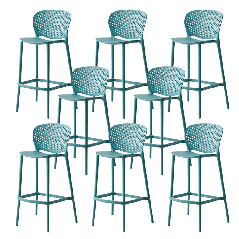 Industrial Stackable Armless Bar Stool Plastic Low Back Bar Stool Blue 8 Piece Set Clearhalo 'Bar Furniture' 'Bar Stools' 'bar_stools' 'furn' 'furn_bar_stools' 'Furniture' 'Kitchen & Dining Furniture' 6473095