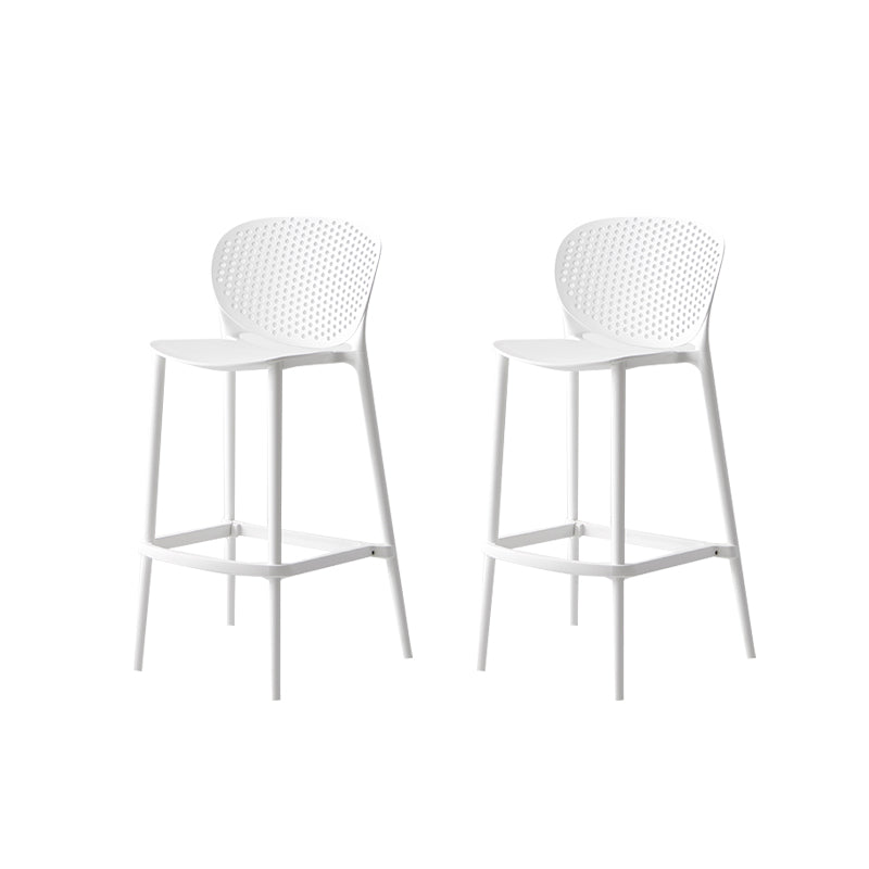 Industrial Stackable Armless Bar Stool Plastic Low Back Bar Stool White 2 Piece Set Clearhalo 'Bar Furniture' 'Bar Stools' 'bar_stools' 'furn' 'furn_bar_stools' 'Furniture' 'Kitchen & Dining Furniture' 6473099