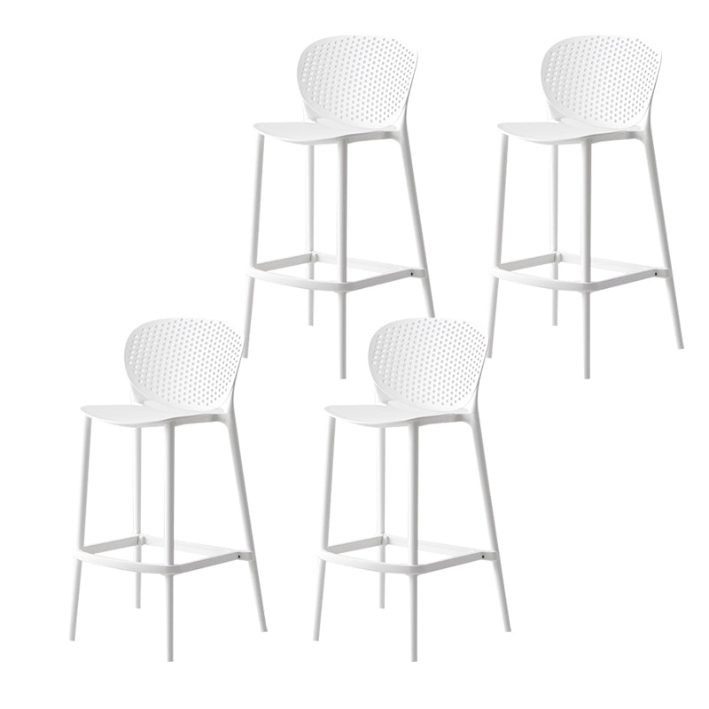 Industrial Stackable Armless Bar Stool Plastic Low Back Bar Stool White 4 Piece Set Clearhalo 'Bar Furniture' 'Bar Stools' 'bar_stools' 'furn' 'furn_bar_stools' 'Furniture' 'Kitchen & Dining Furniture' 6473101