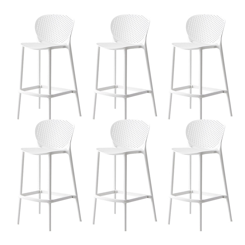 Industrial Stackable Armless Bar Stool Plastic Low Back Bar Stool White 6 Piece Set Clearhalo 'Bar Furniture' 'Bar Stools' 'bar_stools' 'furn' 'furn_bar_stools' 'Furniture' 'Kitchen & Dining Furniture' 6473102