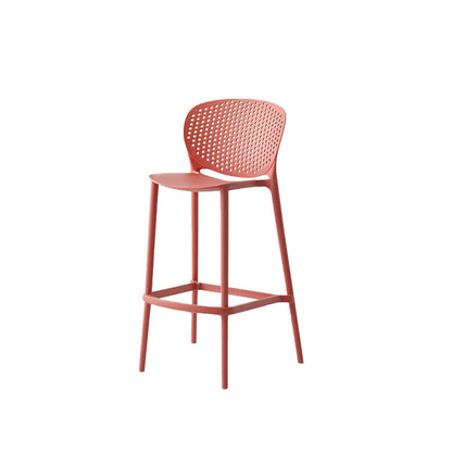 Industrial Stackable Armless Bar Stool Plastic Low Back Bar Stool Red 1 Piece Clearhalo 'Bar Furniture' 'Bar Stools' 'bar_stools' 'furn' 'furn_bar_stools' 'Furniture' 'Kitchen & Dining Furniture' 6473107
