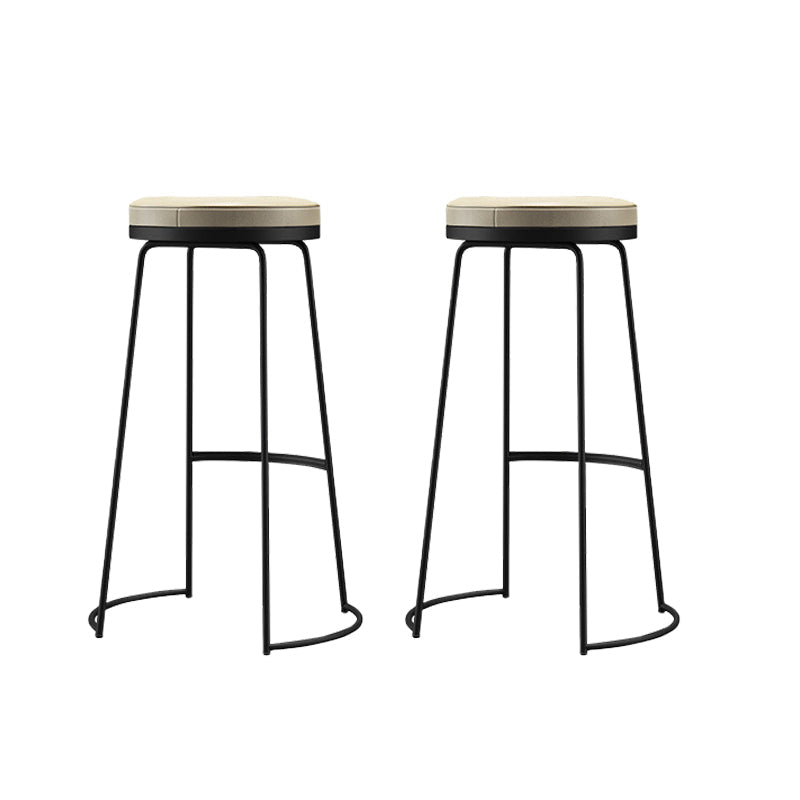 Glam Leather Bar Stool Backless Counter Stool for Bristol with Metal Legs Black 2 Piece Set Clearhalo 'Bar Furniture' 'Bar Stools' 'bar_stools' 'furn' 'furn_bar_stools' 'Furniture' 'Kitchen & Dining Furniture' 6473116