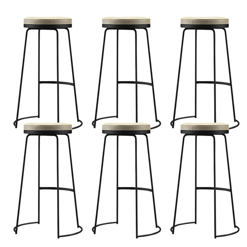 Glam Leather Bar Stool Backless Counter Stool for Bristol with Metal Legs Black 6 Piece Set Clearhalo 'Bar Furniture' 'Bar Stools' 'bar_stools' 'furn' 'furn_bar_stools' 'Furniture' 'Kitchen & Dining Furniture' 6473119