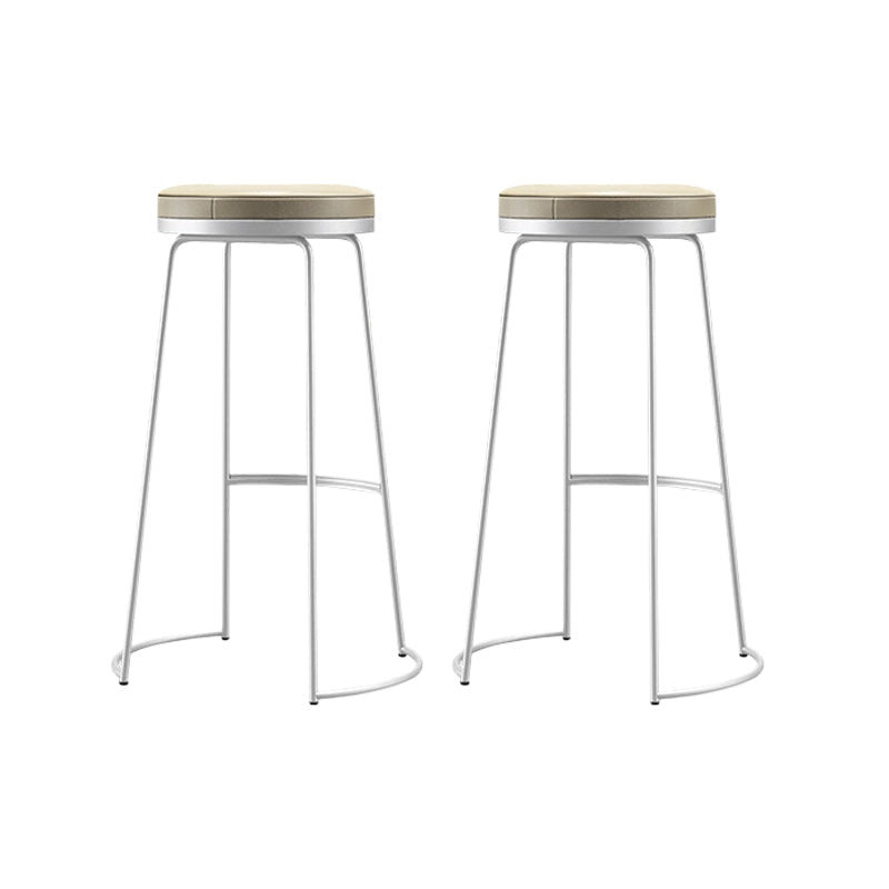 Glam Leather Bar Stool Backless Counter Stool for Bristol with Metal Legs White 2 Piece Set Clearhalo 'Bar Furniture' 'Bar Stools' 'bar_stools' 'furn' 'furn_bar_stools' 'Furniture' 'Kitchen & Dining Furniture' 6473124