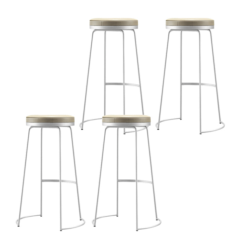 Glam Leather Bar Stool Backless Counter Stool for Bristol with Metal Legs White 4 Piece Set Clearhalo 'Bar Furniture' 'Bar Stools' 'bar_stools' 'furn' 'furn_bar_stools' 'Furniture' 'Kitchen & Dining Furniture' 6473126