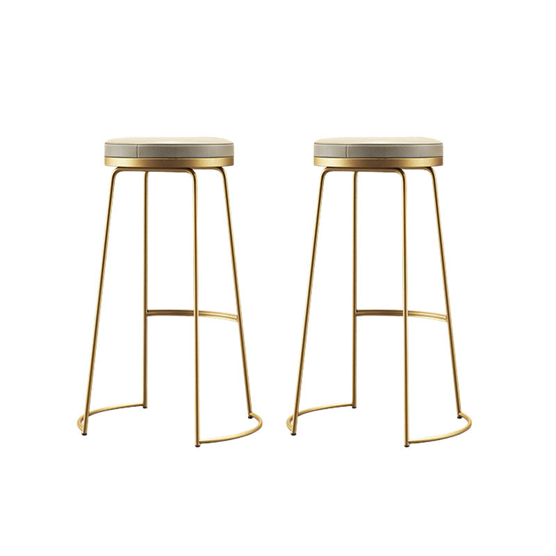 Glam Leather Bar Stool Backless Counter Stool for Bristol with Metal Legs Gold 2 Piece Set Clearhalo 'Bar Furniture' 'Bar Stools' 'bar_stools' 'furn' 'furn_bar_stools' 'Furniture' 'Kitchen & Dining Furniture' 6473132