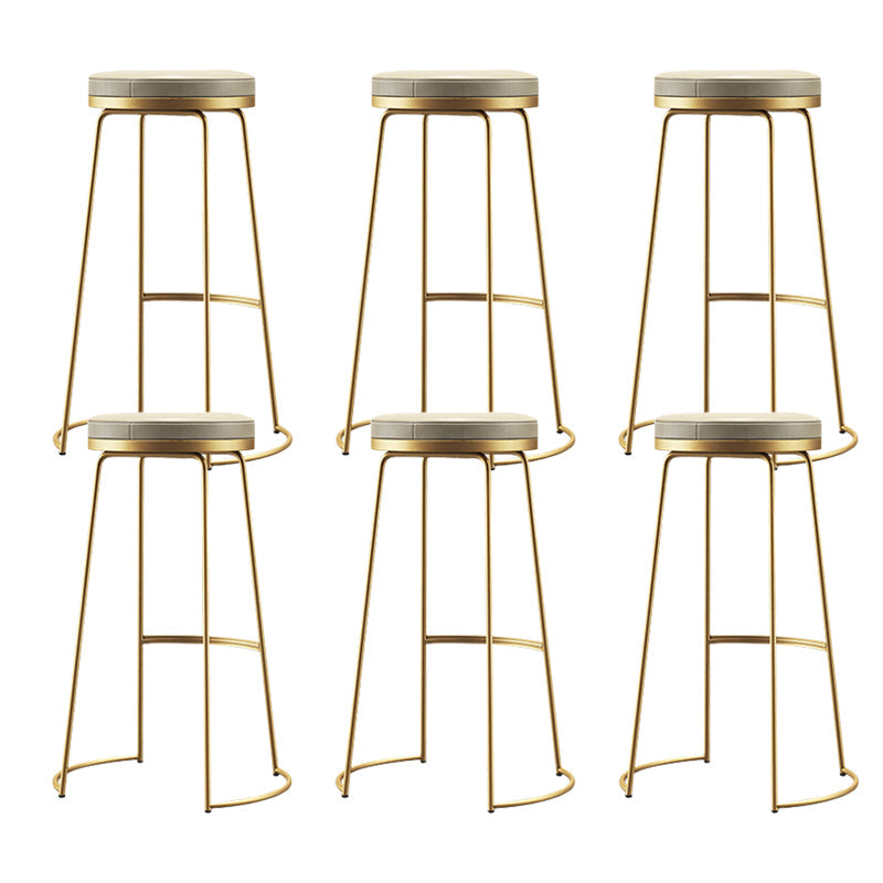 Glam Leather Bar Stool Backless Counter Stool for Bristol with Metal Legs Gold 6 Piece Set Clearhalo 'Bar Furniture' 'Bar Stools' 'bar_stools' 'furn' 'furn_bar_stools' 'Furniture' 'Kitchen & Dining Furniture' 6473134