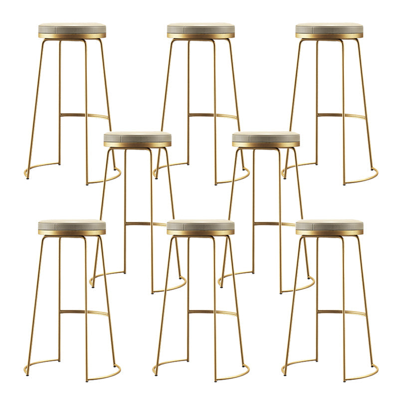 Glam Leather Bar Stool Backless Counter Stool for Bristol with Metal Legs Gold 8 Piece Set Clearhalo 'Bar Furniture' 'Bar Stools' 'bar_stools' 'furn' 'furn_bar_stools' 'Furniture' 'Kitchen & Dining Furniture' 6473135