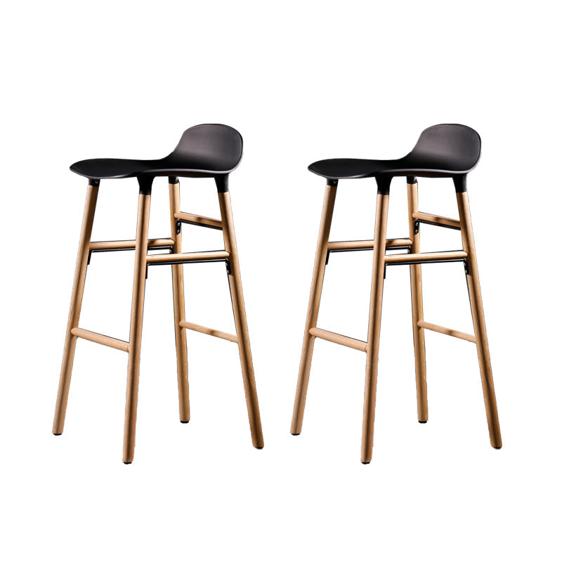Scandinavian Solid Wood Legs Bar Stool Armless Plastic Bar Stool for Living Room Black 2 Piece Set Clearhalo 'Bar Furniture' 'Bar Stools' 'bar_stools' 'furn' 'furn_bar_stools' 'Furniture' 'Kitchen & Dining Furniture' 6473196