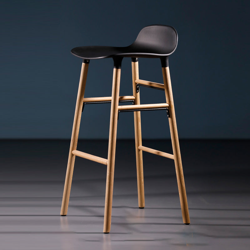 Scandinavian Solid Wood Legs Bar Stool Armless Plastic Bar Stool for Living Room Clearhalo 'Bar Furniture' 'Bar Stools' 'bar_stools' 'furn' 'furn_bar_stools' 'Furniture' 'Kitchen & Dining Furniture' 6473197