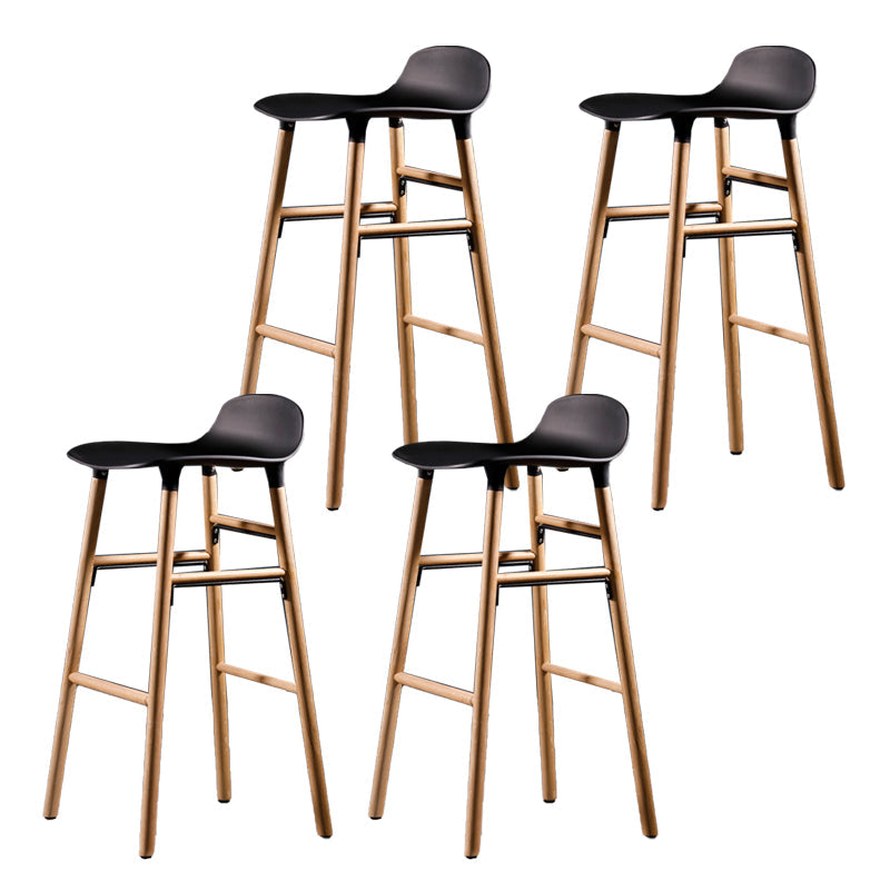 Scandinavian Solid Wood Legs Bar Stool Armless Plastic Bar Stool for Living Room Black 4 Piece Set Clearhalo 'Bar Furniture' 'Bar Stools' 'bar_stools' 'furn' 'furn_bar_stools' 'Furniture' 'Kitchen & Dining Furniture' 6473198