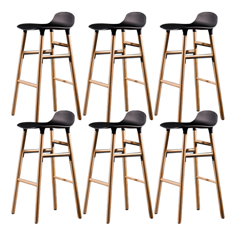 Scandinavian Solid Wood Legs Bar Stool Armless Plastic Bar Stool for Living Room Black 6 Piece Set Clearhalo 'Bar Furniture' 'Bar Stools' 'bar_stools' 'furn' 'furn_bar_stools' 'Furniture' 'Kitchen & Dining Furniture' 6473200